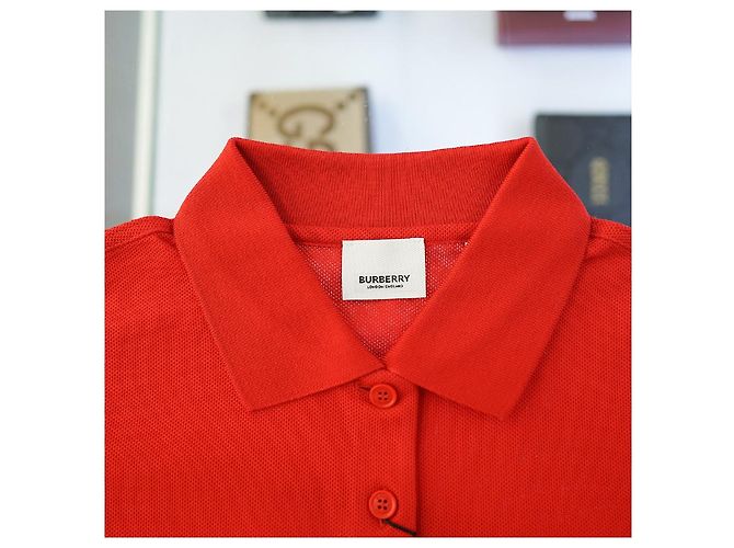 Burberry Camisa de Mujer Copland Rojo Brillante Polo de Algodón Roja - vista 13