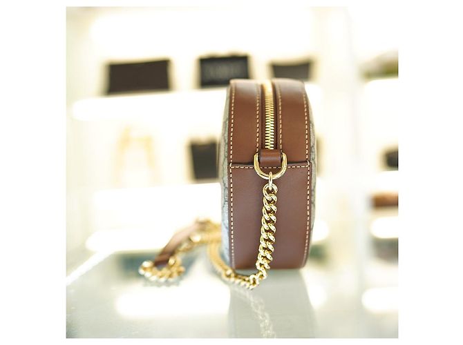 Gucci Borsa a tracolla da donna in tela marrone con catena in pelle KHNKG - vista 15
