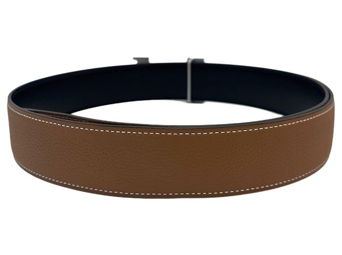 Hermès Doppelseitiger Logo-Gürtel Matte Silber Schnalle Gold Schwarz - Ansicht 13