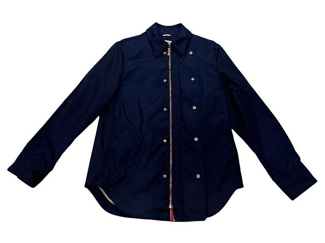 Thom Browne Tech Zip-Up Overshirt Jacket One Size Navy Blue - view 3