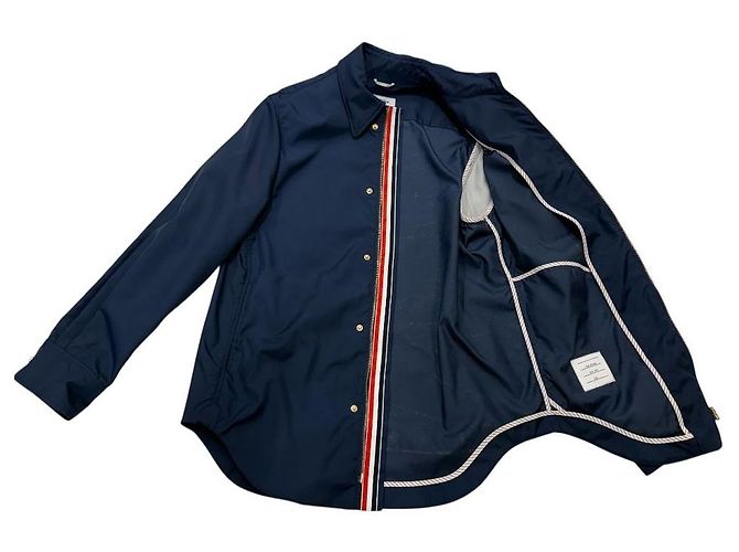 Thom Browne Tech Zip-Up Overshirt Jacket One Size Navy Blue - view 5