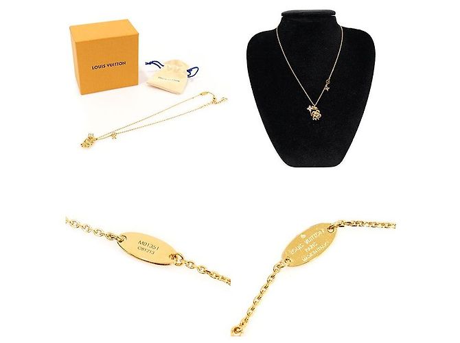 Louis Vuitton Collana Vivienne in Cristallo Dorato D'oro - vista 7