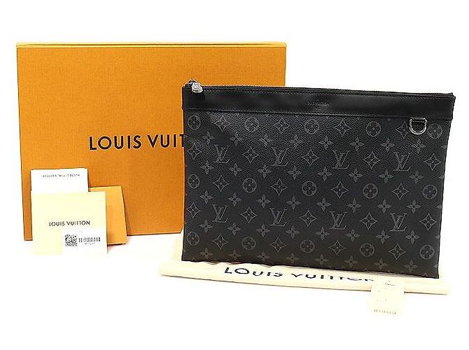 Louis Vuitton Monogram Eclipse Canvas Pochette Clutch Schwarz - Ansicht 2