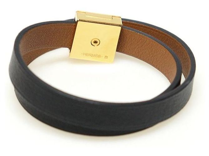 Hermès Pulseira Medor Infinity Double Tour em couro de bezerro preto e marrom com tom dourado - vista 4