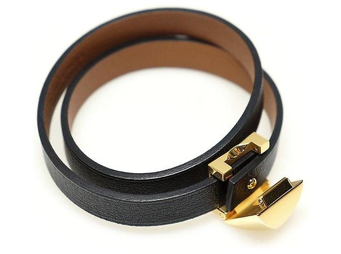 Hermès Pulseira Medor Infinity Double Tour em couro de bezerro preto e marrom com tom dourado - vista 5