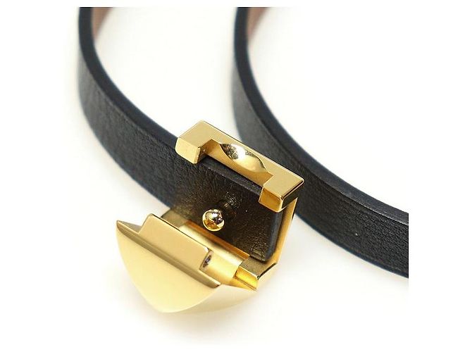 Hermès Pulseira Medor Infinity Double Tour em couro de bezerro preto e marrom com tom dourado - vista 6
