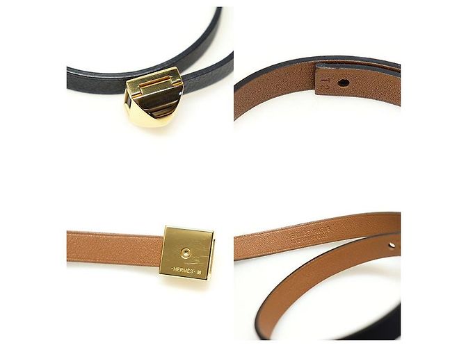 Hermès Pulseira Medor Infinity Double Tour em couro de bezerro preto e marrom com tom dourado - vista 7