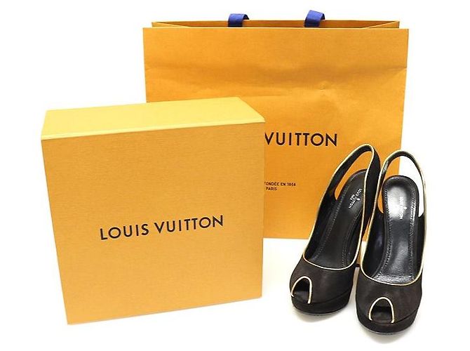 Louis Vuitton Décolleté aperti in suede nero Premiere per donne - vista 2