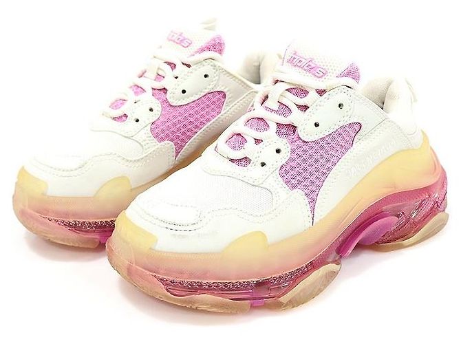 Balenciaga Sneakers Donna Triple Trainer Bianco Rosa Suola Trasparente - vista 2