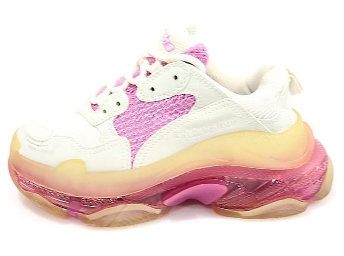 Balenciaga Sneakers Donna Triple Trainer Bianco Rosa Suola Trasparente - vista 3