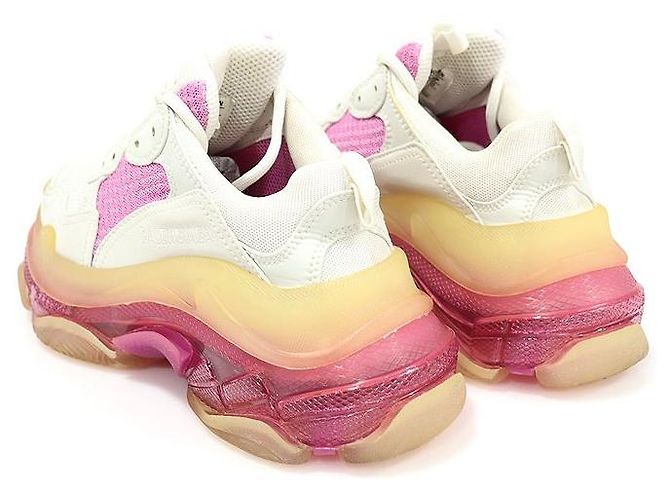Balenciaga Sneakers Donna Triple Trainer Bianco Rosa Suola Trasparente - vista 4