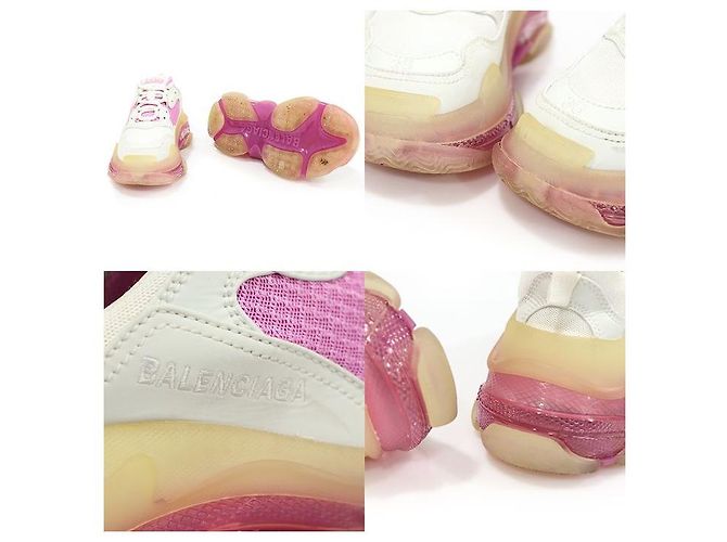 Balenciaga Sneakers Donna Triple Trainer Bianco Rosa Suola Trasparente - vista 5