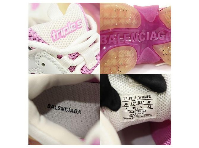 Balenciaga Sneakers Donna Triple Trainer Bianco Rosa Suola Trasparente - vista 7