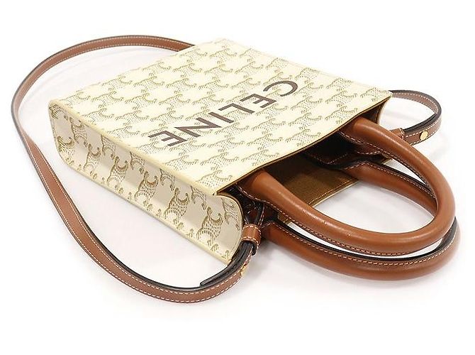 Céline Trio Canvas Kalbsleder Tan Cabas Mini Vertikal Mehrfarben - Ansicht 4