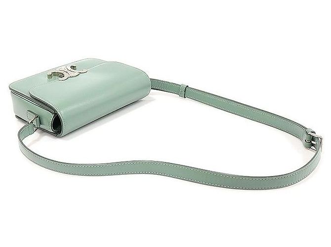 Céline Borsa a Spalla Triomphe in Pelle di Vitello Lucida Celeron in Tonalità Argento Blu - vista 4