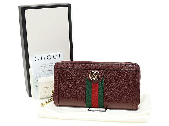 Gucci Bordeaux Leder Ophidia WEB Zip Langbörse Rot - Ansicht 2