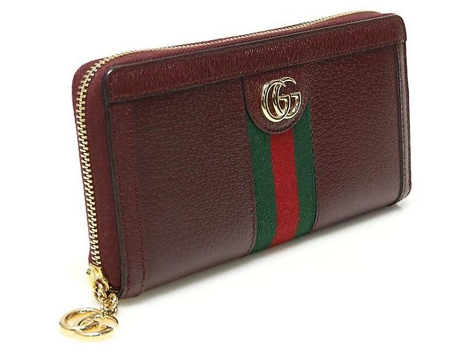 Gucci Bordeaux Leder Ophidia WEB Zip Langbörse Rot - Ansicht 3