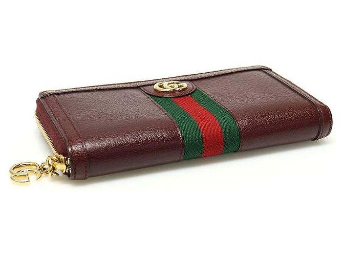 Gucci Bordeaux Leder Ophidia WEB Zip Langbörse Rot - Ansicht 4