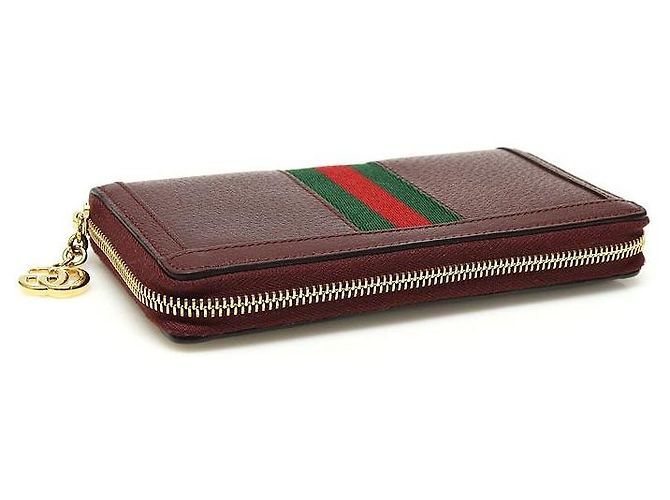 Gucci Bordeaux Leder Ophidia WEB Zip Langbörse Rot - Ansicht 5