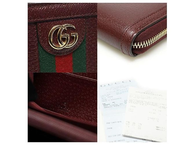 Gucci Bordeaux Leder Ophidia WEB Zip Langbörse Rot - Ansicht 7