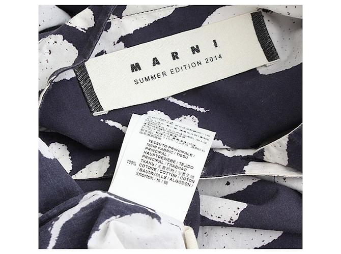 Marni Camicia a maniche lunghe in cotone floreale Blu - vista 3