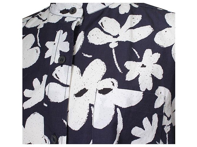 Marni Camicia a maniche lunghe in cotone floreale Blu - vista 4