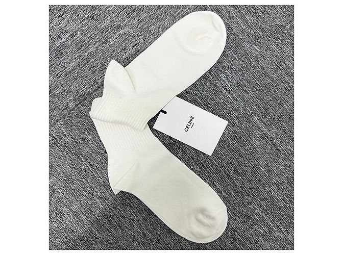 Céline Weiße Baumwollsocken mit gesticktem Triomphe-Logo - Ansicht 11