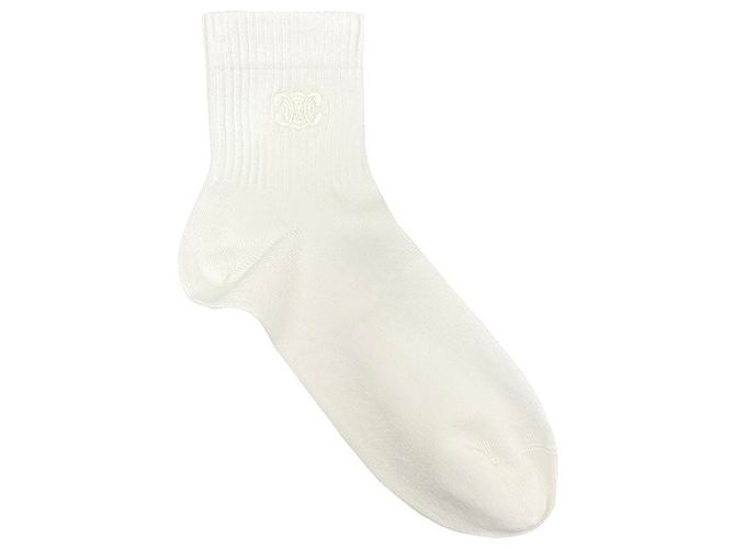 Céline Weiße Baumwollsocken mit gesticktem Triomphe-Logo - Ansicht 8