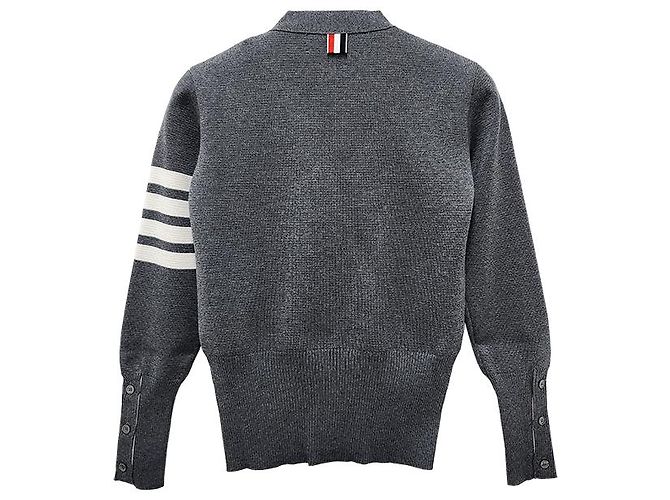 Thom Browne Milano-Stich Armband Bar Cardigan in Mittelgrau Braun - Ansicht 15