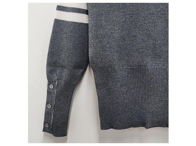 Thom Browne Milano-Stich Armband Bar Cardigan in Mittelgrau Braun - Ansicht 20