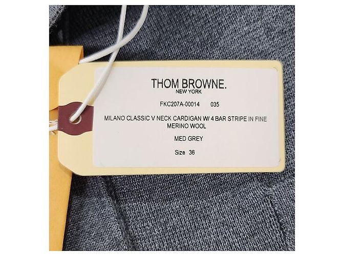 Thom Browne Milano-Stich Armband Bar Cardigan in Mittelgrau Braun - Ansicht 9