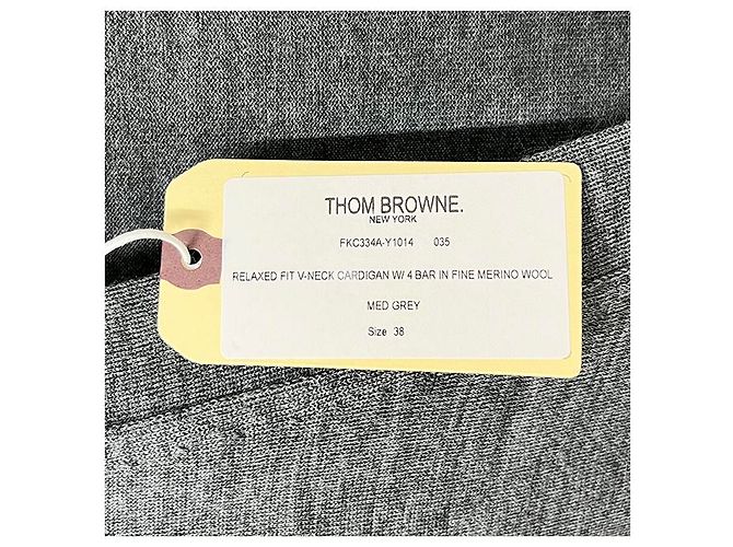 Thom Browne Cardigan aus Merinowolle in Mittelgrau mit diagonalen Armleisten Braun - Ansicht 25