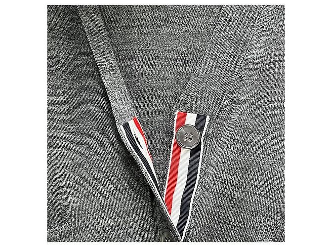 Thom Browne Cardigan aus Merinowolle in Mittelgrau mit diagonalen Armleisten Braun - Ansicht 6