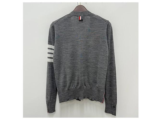 Thom Browne Cardigan aus Merinowolle mit diagonalen Streifen Braun - Ansicht 14