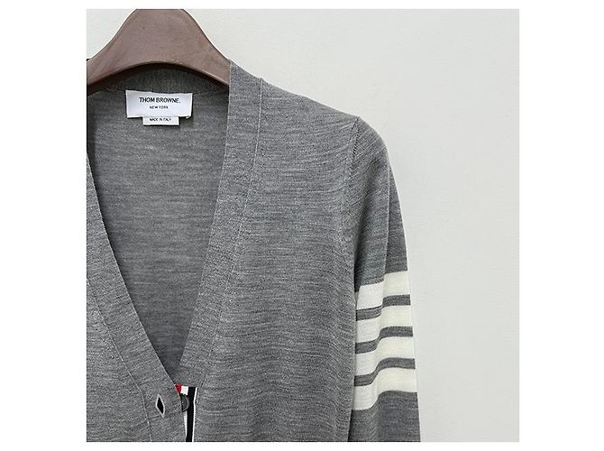 Thom Browne Cardigan aus Merinowolle mit diagonalen Streifen Braun - Ansicht 16