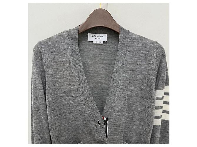 Thom Browne Cardigan aus Merinowolle mit diagonalen Streifen Braun - Ansicht 17