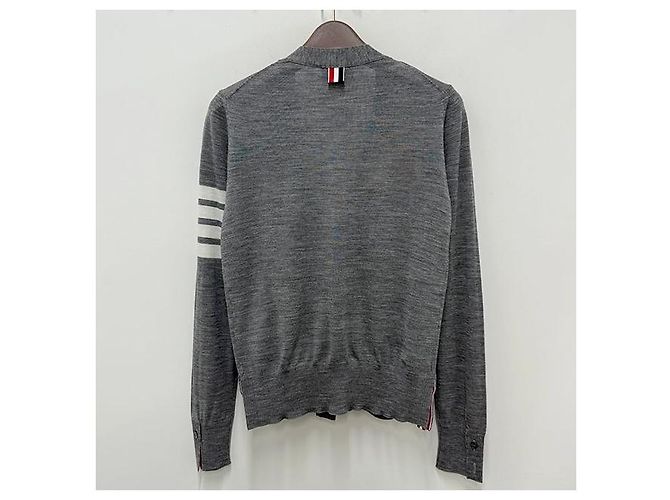 Thom Browne Cardigan aus Merinowolle mit diagonalen Streifen Braun - Ansicht 2