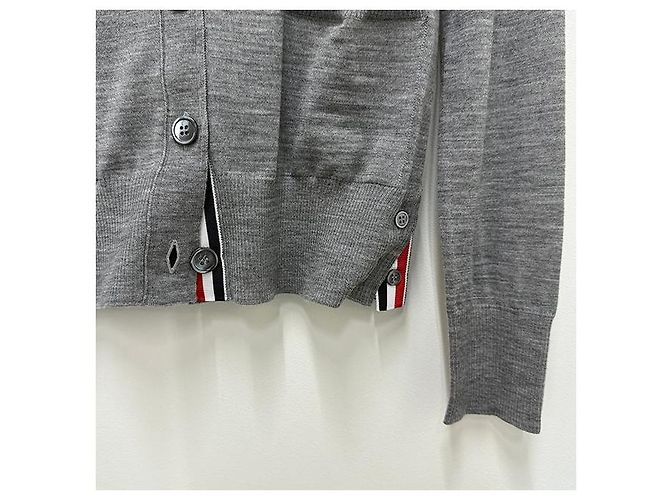 Thom Browne Cardigan aus Merinowolle mit diagonalen Streifen Braun - Ansicht 6