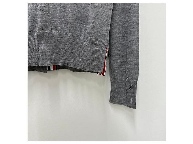 Thom Browne Cardigan aus Merinowolle mit diagonalen Streifen Braun - Ansicht 7
