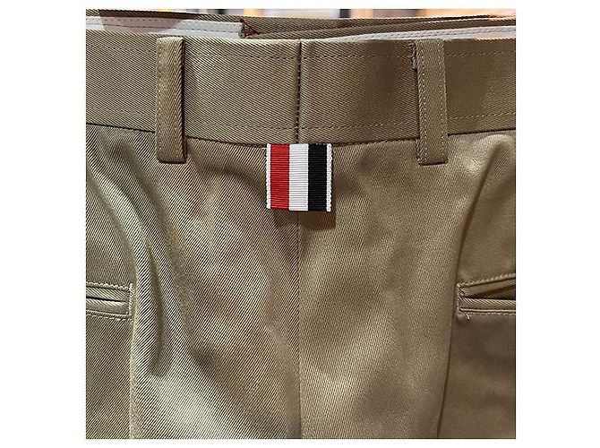 Thom Browne Pantaloni Chino Slim Non Strutturati in Cotone Twill Marrone - vista 3
