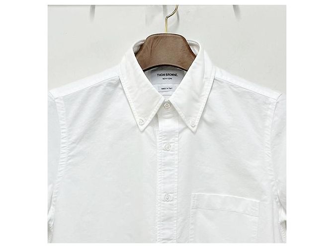 Thom Browne Camicia classica a maniche corte in righe grosgrain Bianco - vista 3