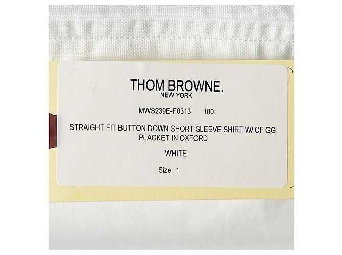 Thom Browne Camicia classica a maniche corte in righe grosgrain Bianco - vista 9