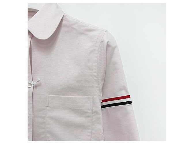 Thom Browne Camicia Oxford Classica con Bracciale a Tre Strisce Rosa - vista 15