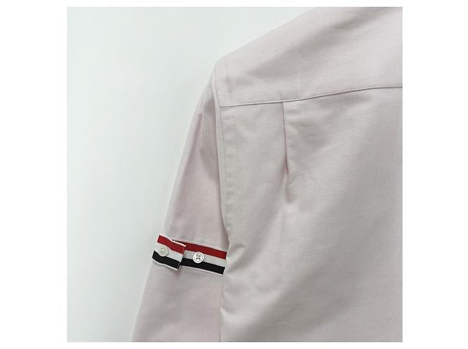 Thom Browne Camicia Oxford Classica con Bracciale a Tre Strisce Rosa - vista 17