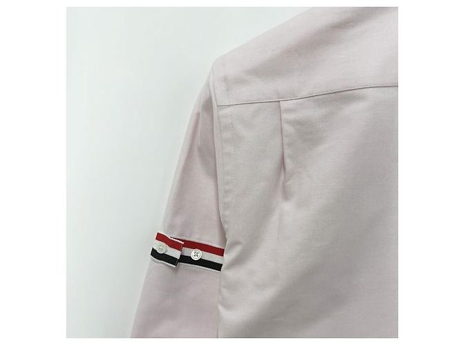 Thom Browne Camicia Oxford Classica con Bracciale a Tre Strisce Rosa - vista 6