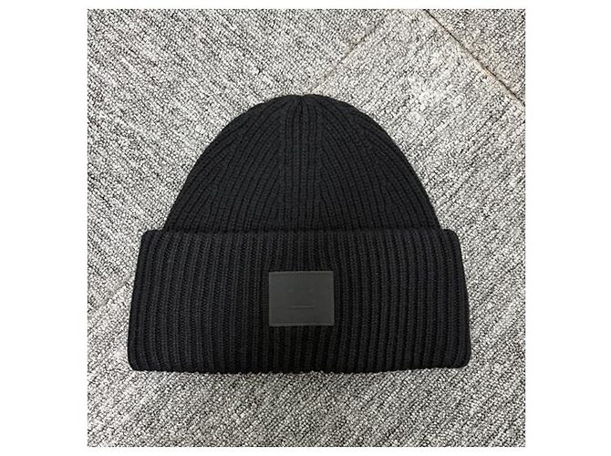 Wollstrickmütze mit großem Acne-Logo-Patch Schwarz - Ansicht 10