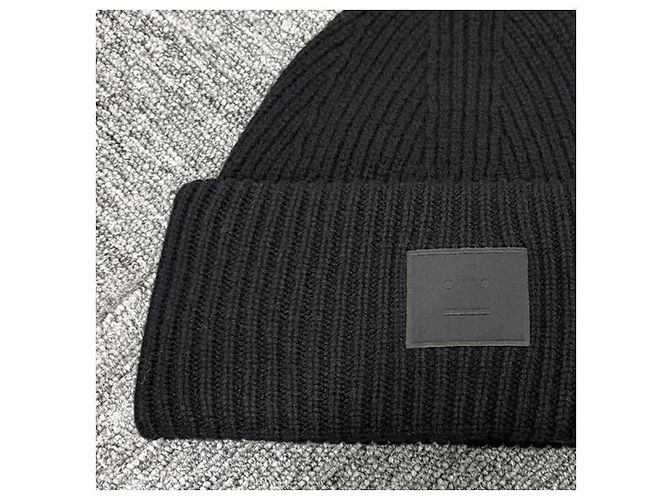 Wollstrickmütze mit großem Acne-Logo-Patch Schwarz - Ansicht 12
