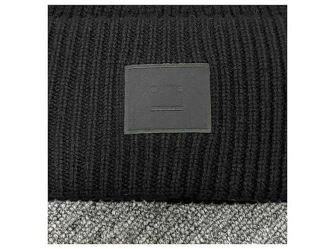 Wollstrickmütze mit großem Acne-Logo-Patch Schwarz - Ansicht 13