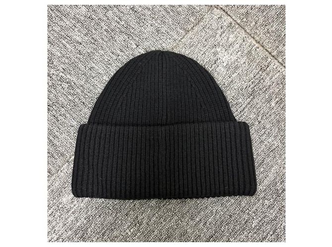 Wollstrickmütze mit großem Acne-Logo-Patch Schwarz - Ansicht 3