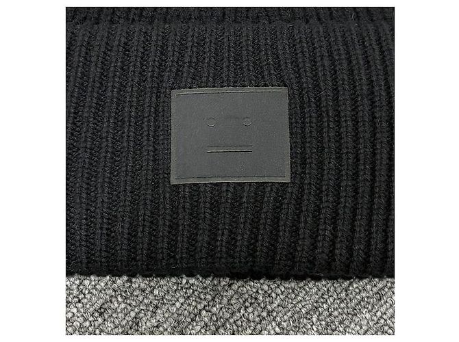Wollstrickmütze mit großem Acne-Logo-Patch Schwarz - Ansicht 5